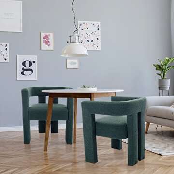 PEIHONGET Accent Barrel Chair Set of 2, Fabric Accent Chairs Dining Chair Modern Arm Chairs wit Curved Open Back Kitchen Armchair for Living Room Bedroom Reception Room Office Dining Room(Emerald)