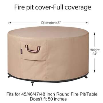 Fire Pit Cover Round - 45-48 Inch Heavy Duty 900D Strong Tear-Resistant and UV Resistant and Waterpr...