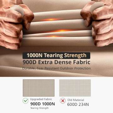 Fire Pit Cover Round - 45-48 Inch Heavy Duty 900D Strong Tear-Resistant and UV Resistant and Waterproof and Fading Resistant Material Polyester Firepit Covers Round for Outdoor Fire Pit - Wheat