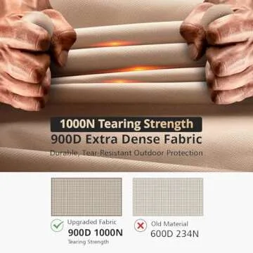 Fire Pit Cover Round - 45-48 Inch Heavy Duty 900D Strong Tear-Resistant and UV Resistant and Waterproof and Fading Resistant Material Polyester Firepit Covers Round for Outdoor Fire Pit - Wheat