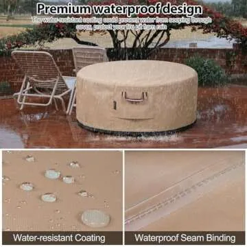 Fire Pit Cover Round - 45-48 Inch Heavy Duty 900D Strong Tear-Resistant and UV Resistant and Waterproof and Fading Resistant Material Polyester Firepit Covers Round for Outdoor Fire Pit - Wheat
