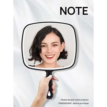 OMIRO Hand Mirror, Extra Large Black Handheld Mirror with Handle, 12.4" L x 9" W