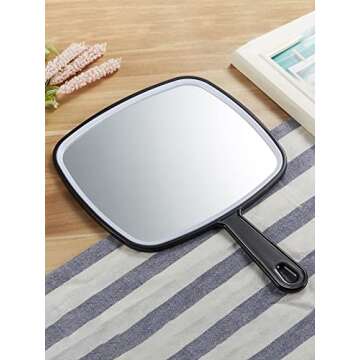 OMIRO Hand Mirror, Extra Large Black Handheld Mirror with Handle, 12.4" L x 9" W