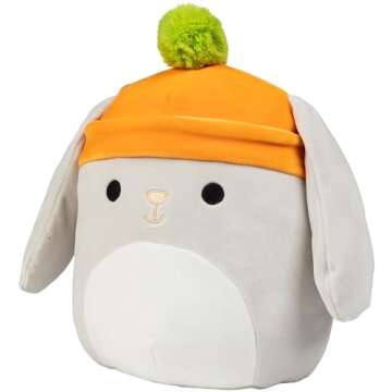 Squishmallows Original 10-Inch Valentina The Grey Easter Bunny - Official Jazwares Plush - Collectible Soft & Squishy Bunny Stuffed Animal Toy - Add to Your Squad - Gift for Kids, Girls & Boys