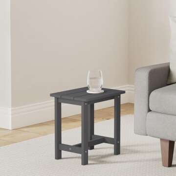 LUE BONA Outdoor Side Table, HDPS Small Outdoor Table, Adirondack Side Table, Outside End Table for ...