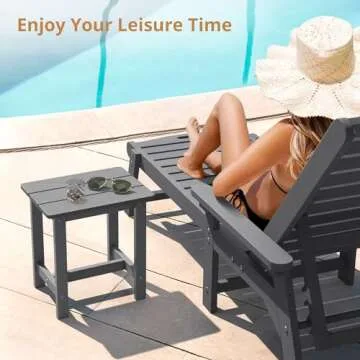 LUE BONA Outdoor Side Table, HDPS Small Outdoor Table, Adirondack Side Table, Outside End Table for Patio, Porch, Deck, Weather Resistant/Easy Maintenance/Indoor or Outdoor Use, Dark Gray