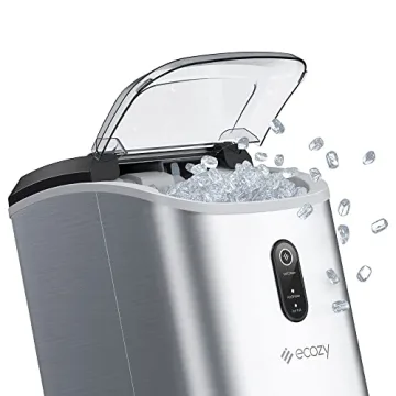 ecozy Nugget Ice Maker Countertop - Chewable Pellet Ice Cubes, 33 lbs Daily Output, Stainless Steel ...