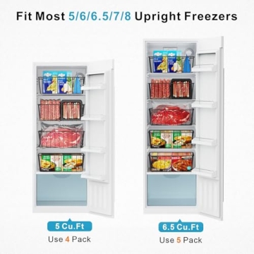 iSPECLE Upright Freezer Organizer - 4 Pack Baskets