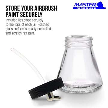 Master Airbrush Pack of 10 Glass Jar Bottles with Adaptor