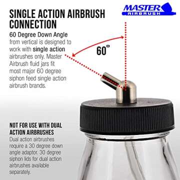 Master Airbrush Pack of 10 Glass Jar Bottles with Adaptor