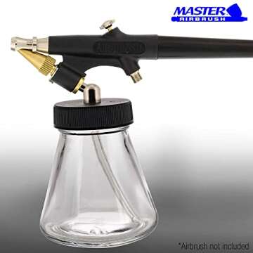 Master Airbrush Pack of 10 Glass Jar Bottles with Adaptor
