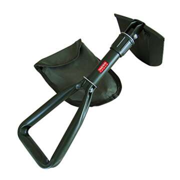 TABOR TOOLS Folding Shovel - Portable Survival Spade for Camping Gear and Emergencies - Steel Rugged Edge Blade - Includes Carrying Pouch - Lightweight E-Tool with Military-Grade Durability. J35A