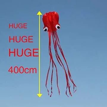 Hengda Kite Software Octopus Flyer Kite with Long Colorful Tail for Kids, 31-Inch Wide x 157-Inch Lo...