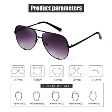 SORVINO Oversized Aviators Sunglasses for Women Men Blender Purple Shades Black Dupe Retro Sunnies
