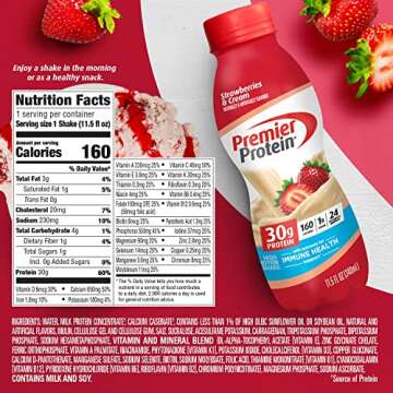 Premier Protein Liquid Protein Shake -24 Vitamins & Minerals/Nutrients to Support Immune Health, Strawberries, 11.5 Fl Oz Bottle (Pack of 12)
