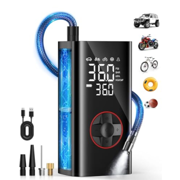 Tire Inflator Portable Air Compressor - Cordless Air Pump for Car Tires - 150PSI &10000 mAh Battery ...