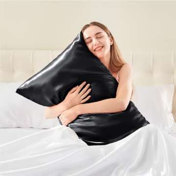 BEDELITE Satin Pillowcase for Hair and Skin, Super Soft and Cooling Similar to Silk Pillow Cases 2 P...