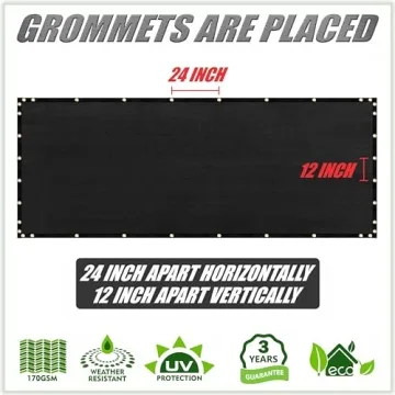 ColourTree 6x12 Black Shade Cloth - Durable, Custom Sizes