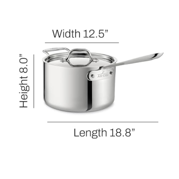 All-Clad D3 4 Qt Stainless Steel Saucepan for All Stovetops