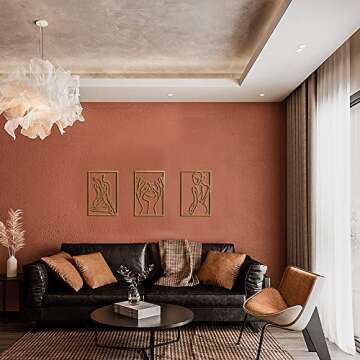 Gold Wall Art Decor for Living Room Bedroom Minimalist Modern Abstract Line Real Thicker Metal Large...