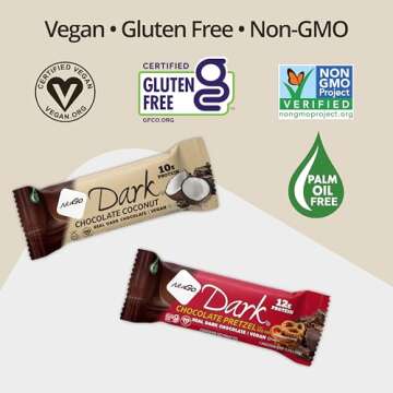 NuGo Dark Chocolate Peanut Butter Cup, 12g Protein Bar, Vegan, Gluten Free, Non-GMO, Kosher Pareve 12 Count