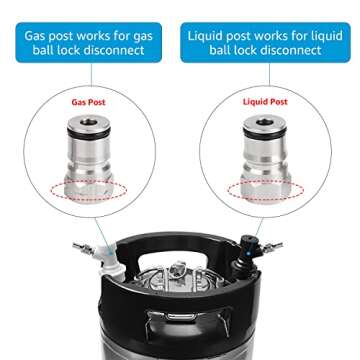MRbrew Cornelius Type Ball Lock Keg Posts,Stainless Steel Poppets and Springs,Poppet Female Thread Gas + Liquid 19/32-18 Thread (Post & Poppet)