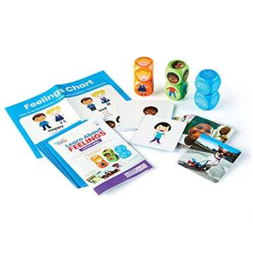 hand2mind Learn About Feelings Set, Social Skills Games for Kids, Social Emotional Learning Activities, Play Therapy Toys for Counselors, Calm Down Corner Supplies, Autism Learning Materials