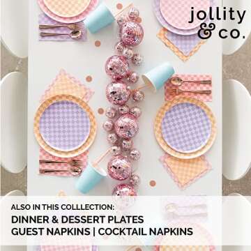 Jollity & Co Check It! Large Napkins - Party Napkins in Peaches N' Cream - Pack of 16 Dinner Napkins - Easy to Mix and Match - Paper Napkins to Suit All Occasions and Birthday Decorations