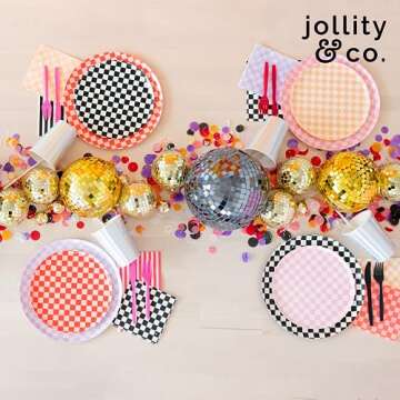 Jollity & Co Check It! Large Napkins - Party Napkins in Peaches N' Cream - Pack of 16 Dinner Napkins - Easy to Mix and Match - Paper Napkins to Suit All Occasions and Birthday Decorations
