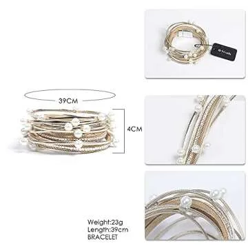 Artilady Leather Wrap Bracelet for Women - Handmade Clasp Bangle Bracelet with Pearl Beads Crystal Wristbands Christmas Jewelry Gift for Ladies and Mother
