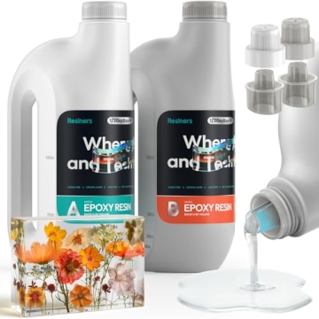 Resiners Epoxy Resin 1 Gallon - Crystal Clear Epoxy Resin Kit with Diversion Port - High Gloss No Ye...