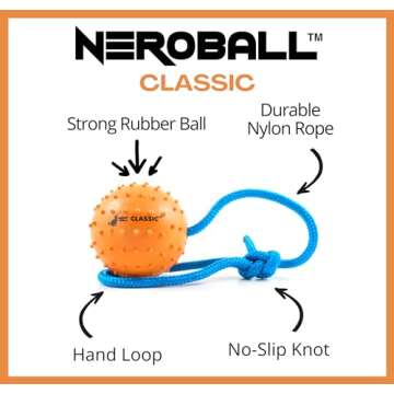 The Nero Ball Classic TM - K-9 Ball On a Rope Reward and Exercise Rubber Ball - Fetch Ball