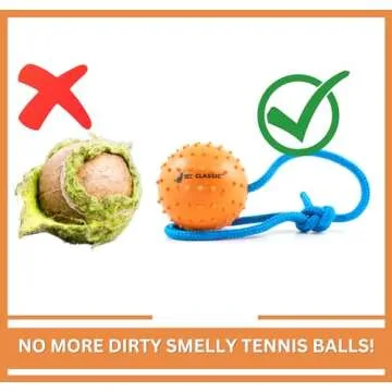 The Nero Ball Classic TM - K-9 Ball On a Rope Reward and Exercise Rubber Ball - Fetch Ball