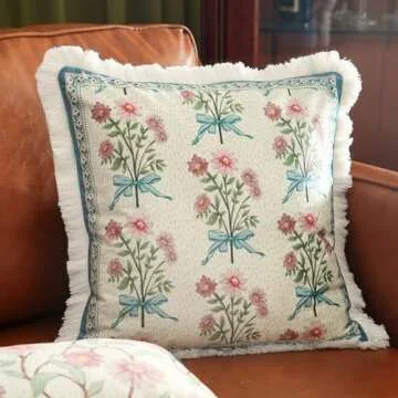 patdrea French Country Velvet Throw Pillow Cover 18x18 - Elegant Floral Design