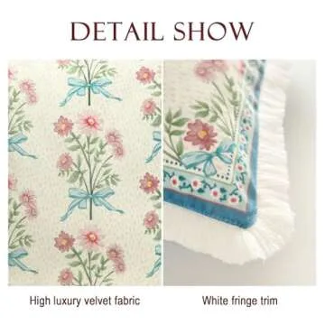 Elegant Floral Velvet Throw Pillow Cover for Home Decor
