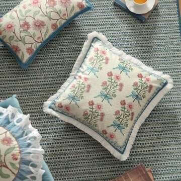 Elegant Floral Velvet Throw Pillow Cover for Home Decor