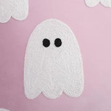 Tosleo Halloween Decor Pillow Covers 12x20 Set of 2 White Cute Ghost Throw Pillow Covers Happy Halloween Pink Decoration Embroidered Pillow Cases for Halloween Home Velvet Thanksgiving Cushion Case