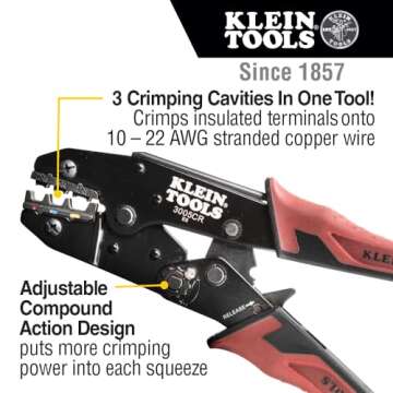 Klein Tools 80013 Wiring Tool Kit with Automatic Wire Stripper and Ratcheting Insulated Terminal Cri...