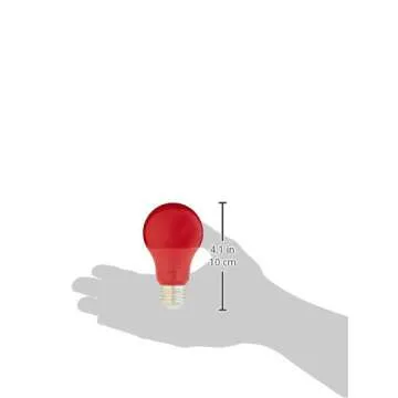 Amazon Basics A19 Red Color Party LED Light Bulbs, 60 Watt Equivalent, Energy Efficient 9W, E26 Standard Base, Non-Dimmable, 10,000 Hour Lifetime, 2-Pack