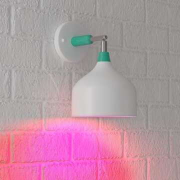 Amazon Basics A19 Red Color Party LED Light Bulbs, 60 Watt Equivalent, Energy Efficient 9W, E26 Standard Base, Non-Dimmable, 10,000 Hour Lifetime, 2-Pack