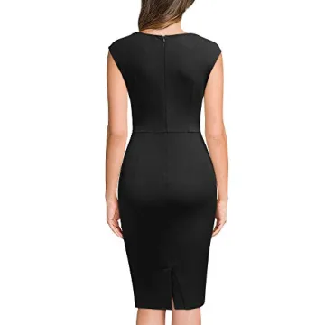 Miusol Retro Ruffle Dress for Women - Elegant Work Pencil Dress