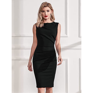 Miusol Retro Ruffle Dress for Women - Elegant Work Pencil Dress