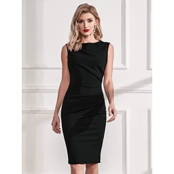 Miusol Retro Ruffle Dress for Women - Elegant Work Pencil Dress