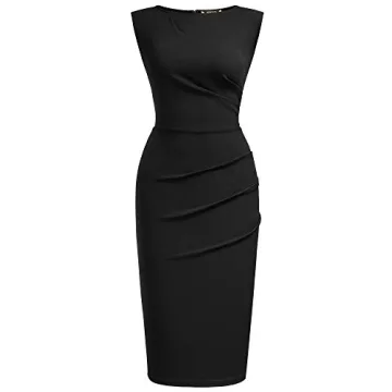 Miusol Retro Ruffle Dress for Women - Elegant Work Pencil Dress