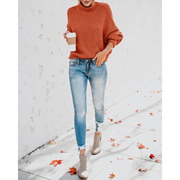 Oversized Turtleneck Chunky Knit Sweater for Women
