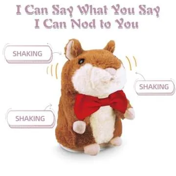Talking Hamster Repeats What You Say, One Year Old Boy Girl Toys Birthday Gifts, Baby Toys 0-6-12-18 Months, Valentine First Birthday Gifts for Girls Age 1 3 5 (Red Tie)