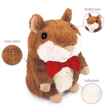 Talking Hamster Repeats What You Say, One Year Old Boy Girl Toys Birthday Gifts, Baby Toys 0-6-12-18 Months, Valentine First Birthday Gifts for Girls Age 1 3 5 (Red Tie)