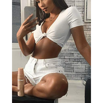 Mizoci Knot Front Crop Top for Stylish Casual Wear