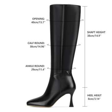 Dsevht Black Knee High Stiletto Kitten Heels for Women