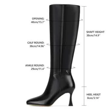 Dsevht Black Knee High Stiletto Kitten Heels for Women